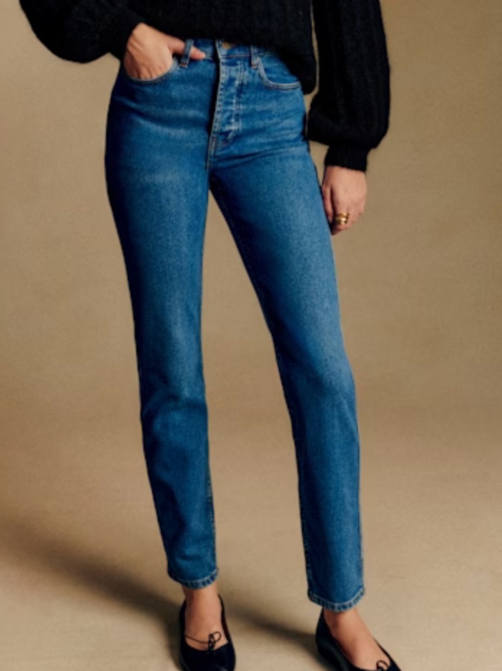 Sézane Brut Sexy High Waisted Slightly Tapered Straight Leg Jeans 28 Blue